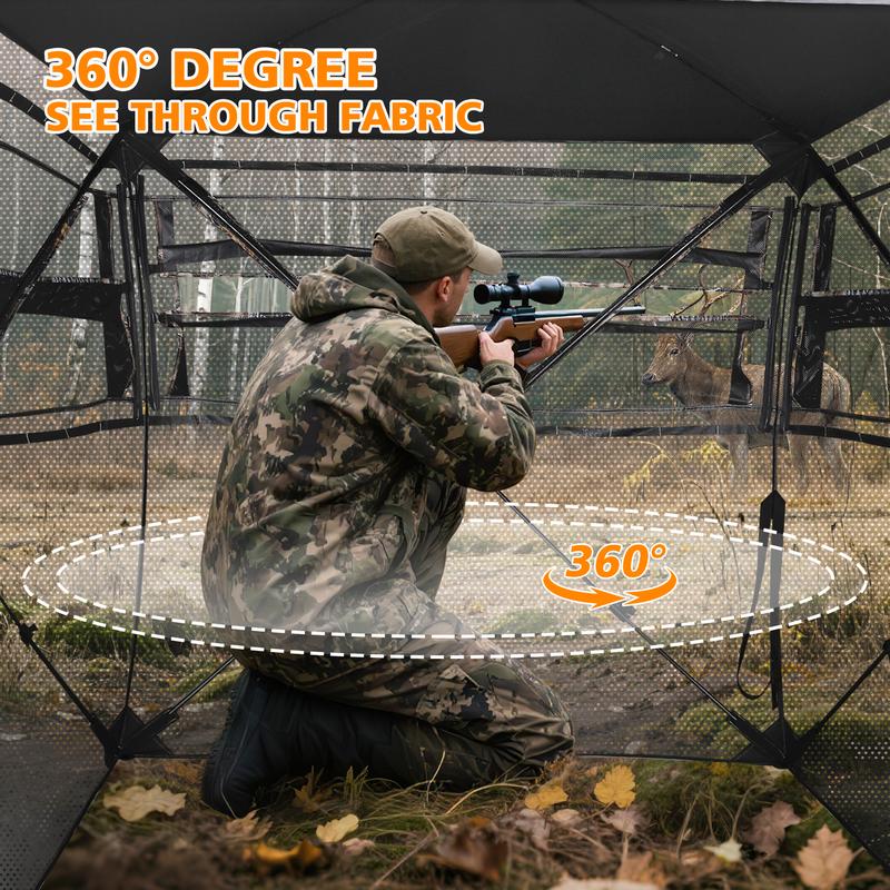 Bearbro Portable 270° /360° See Through Hunting Blind Pop-Up Ground Blind with Tie-downs & Carrying Bag for Deer, Duck and Turkey Hunting,New upgraded version, featuring 4 reflective triangular fabrics,TikTokshopBlackFriday