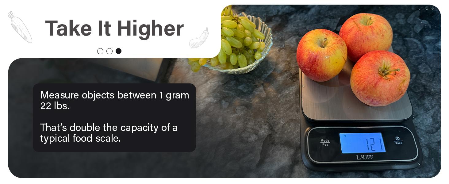 Food, Weighs, Scales, Food Scales messaures in Grams and Ounces with 0.01oz/1g Precise, Waterproof for Baking & Meal Prep with LCD Display (1g/10kg)