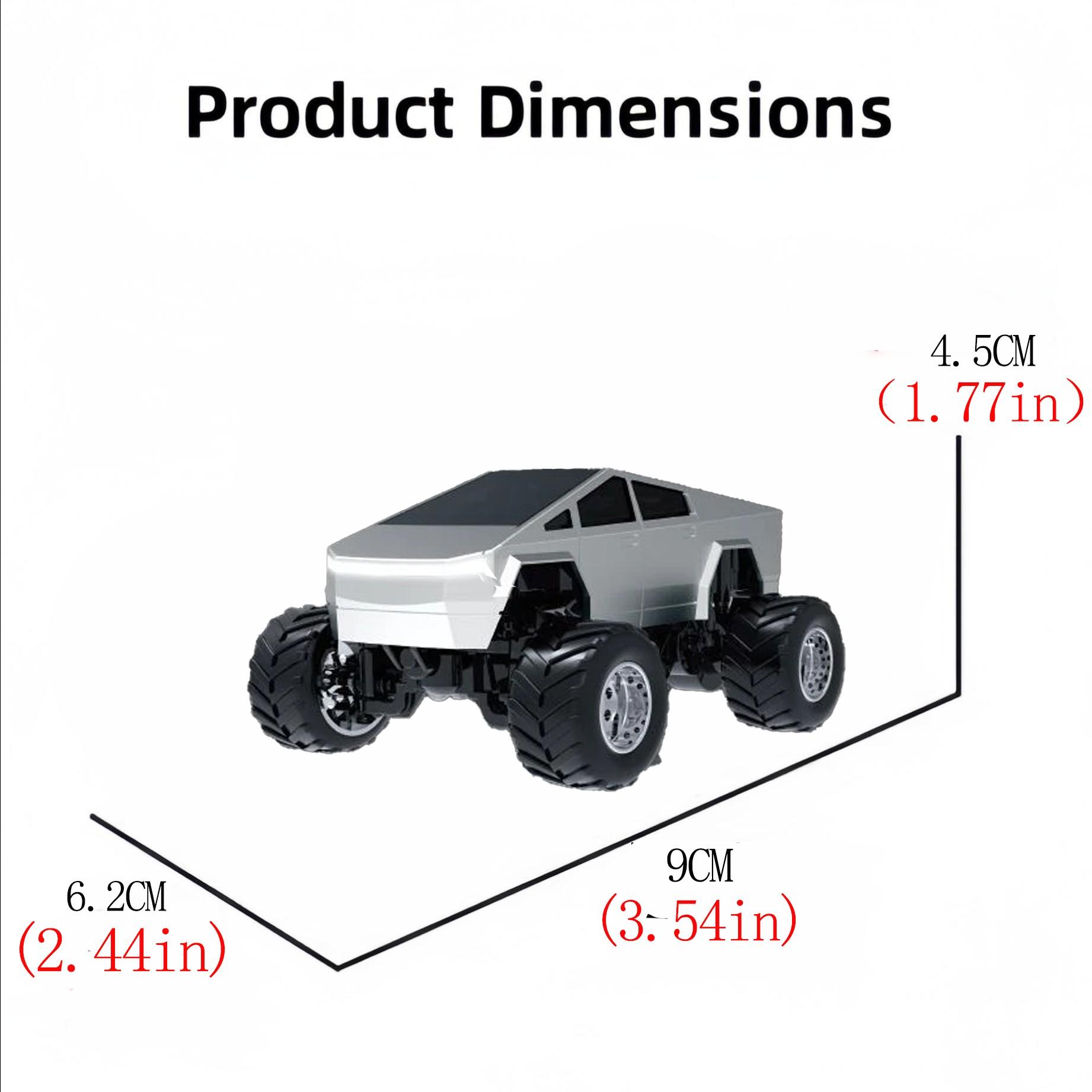 Tesla Pickup Remote Control Off-Road Vehicle, 1:64 Scale, High-End Alloy Plastic Anti-Drop Design, USB Rechargeable, Kids Holiday Gift