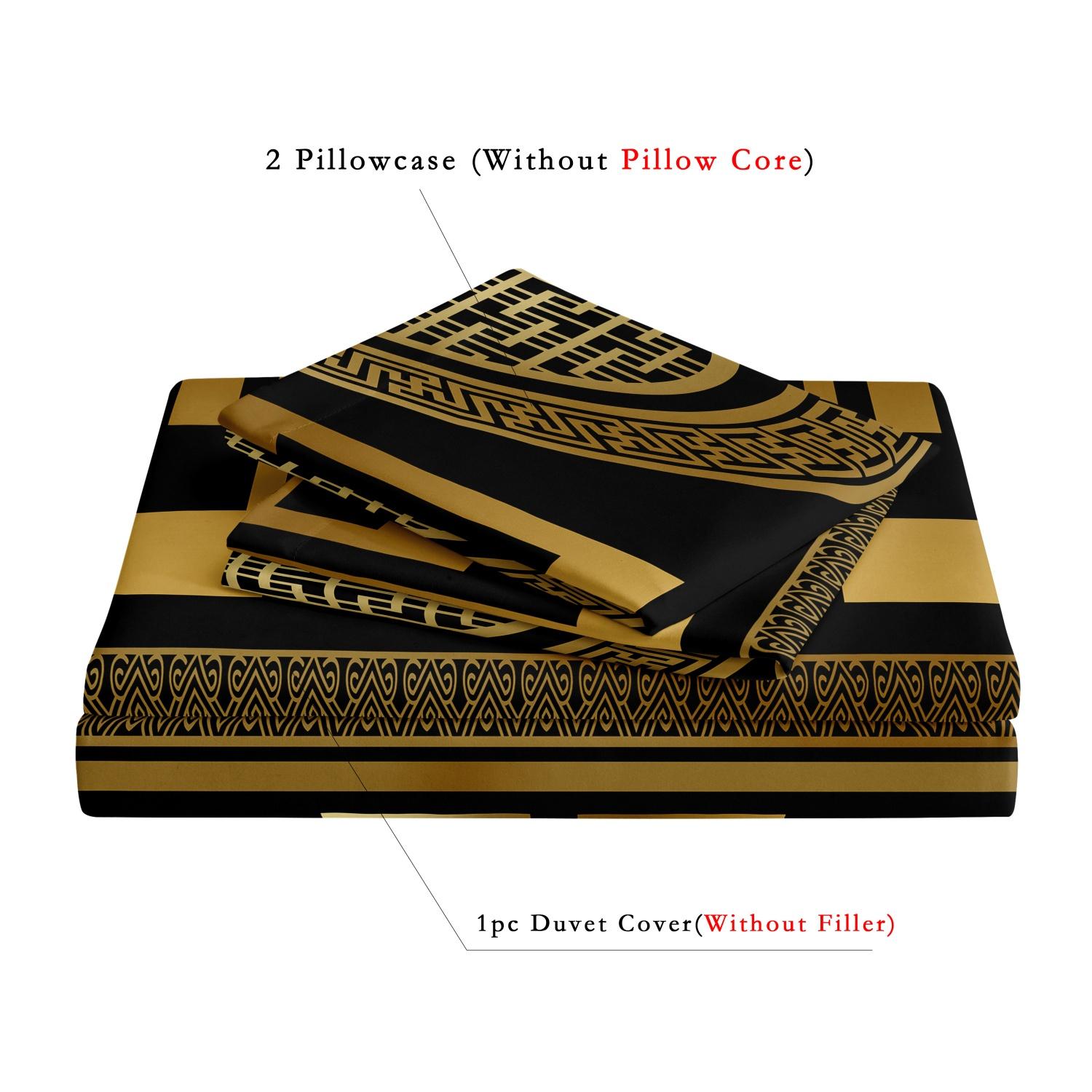 Luxury Baroque Geometric 3-Piece Duvet Cover Set for Bedroom, Hotel, Inn, and School Dormitory, Holiday Gift Bedding, Decorative Bedding Set (1 Duvet Cover + 2 Pillowcases, No Comforter, No Pillow)