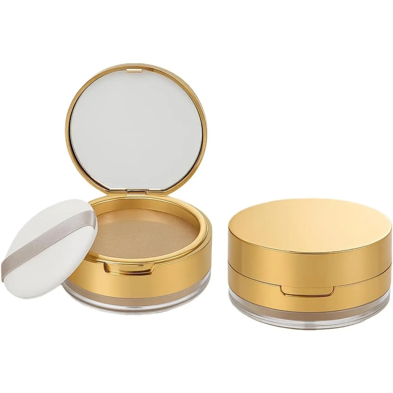 1 count 6 Gram Loose  Containers, -in Mirror, with Puff, Portable Empty Makeup Mini  Case () ﻿