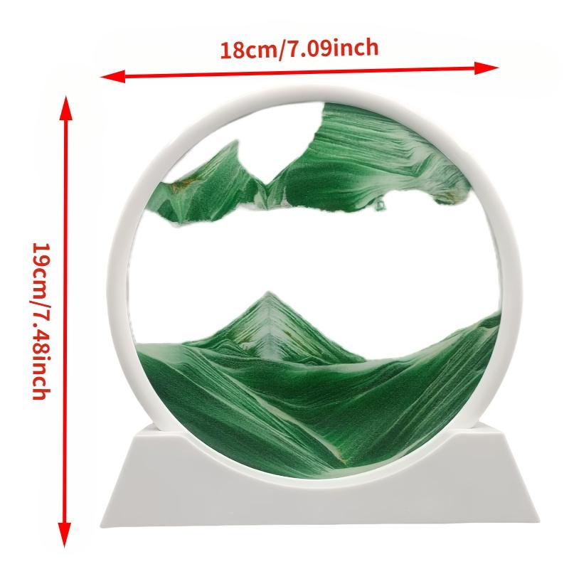 7.4-inch round mobile sand painting - Liquid motion 3D dynamic landscape, in purple, green and red, Bohemian style glass sand painting, suitable for home office desktop decoration, for relaxation and stress relief, unique gift and holiday decoration idea