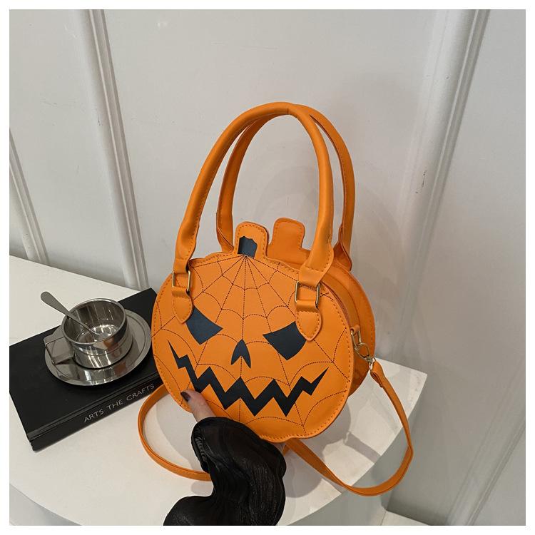 2026 New Halloween Pumpkin Bag, Contrast Color Simple Handbag, Funny Novelty Shoulder & Crossbody Bag for Women