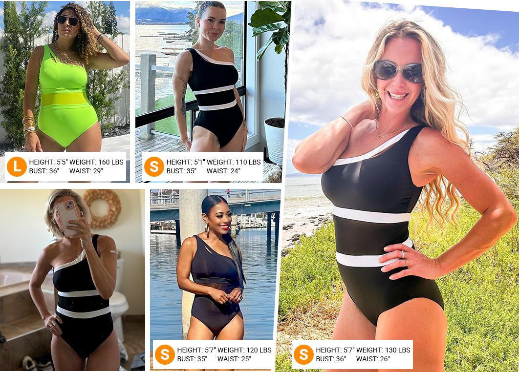 Holipick Women's One Shoulder One Piece Swimsuit Cutout Bathing Suits Mesh Slimming Swimwear for Teen Girls