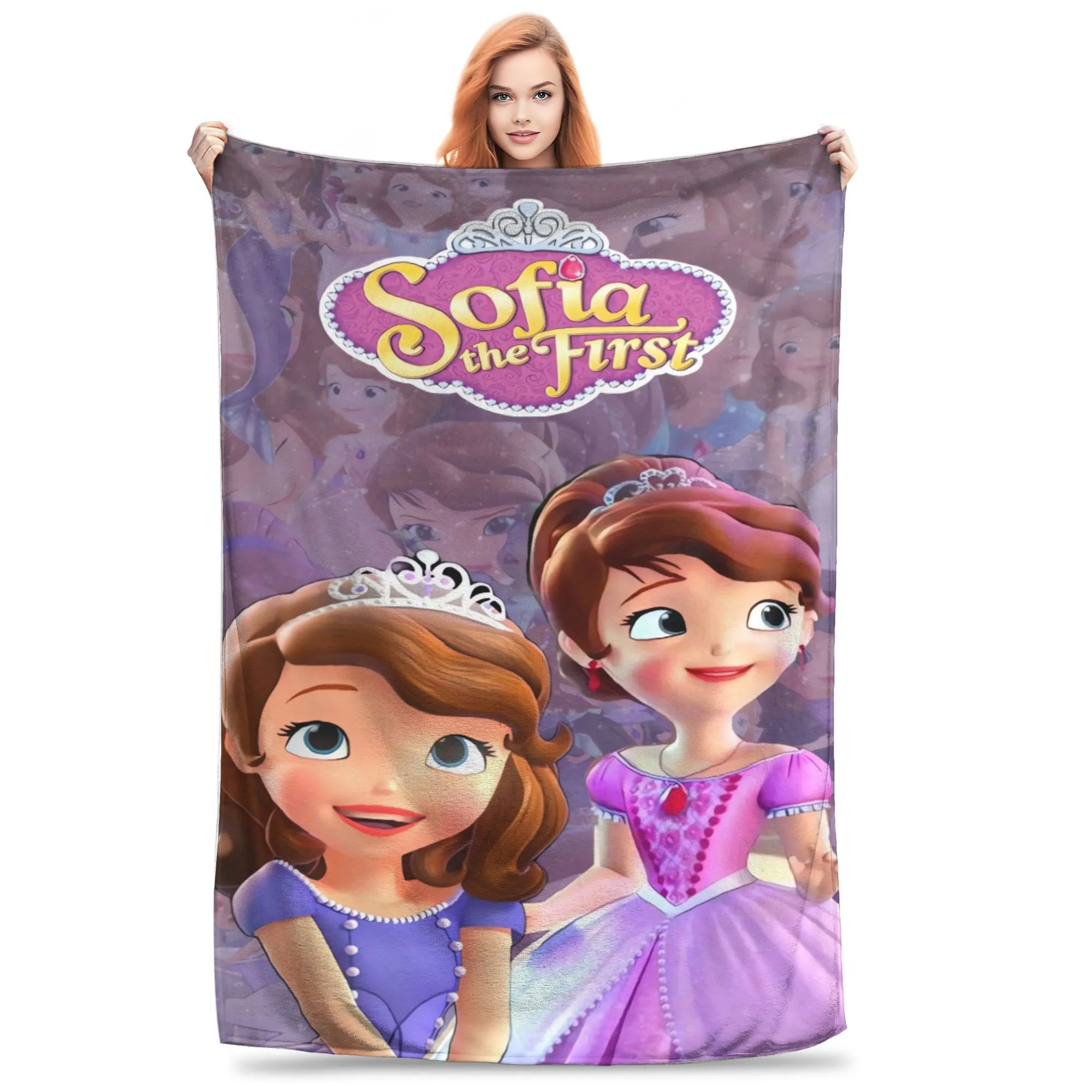 Sofia The First Cartoon Flannel Blanket 3D Print Princess Sofia Soft Warm Throw Blanket Sofa Bedroom Decor For Girls