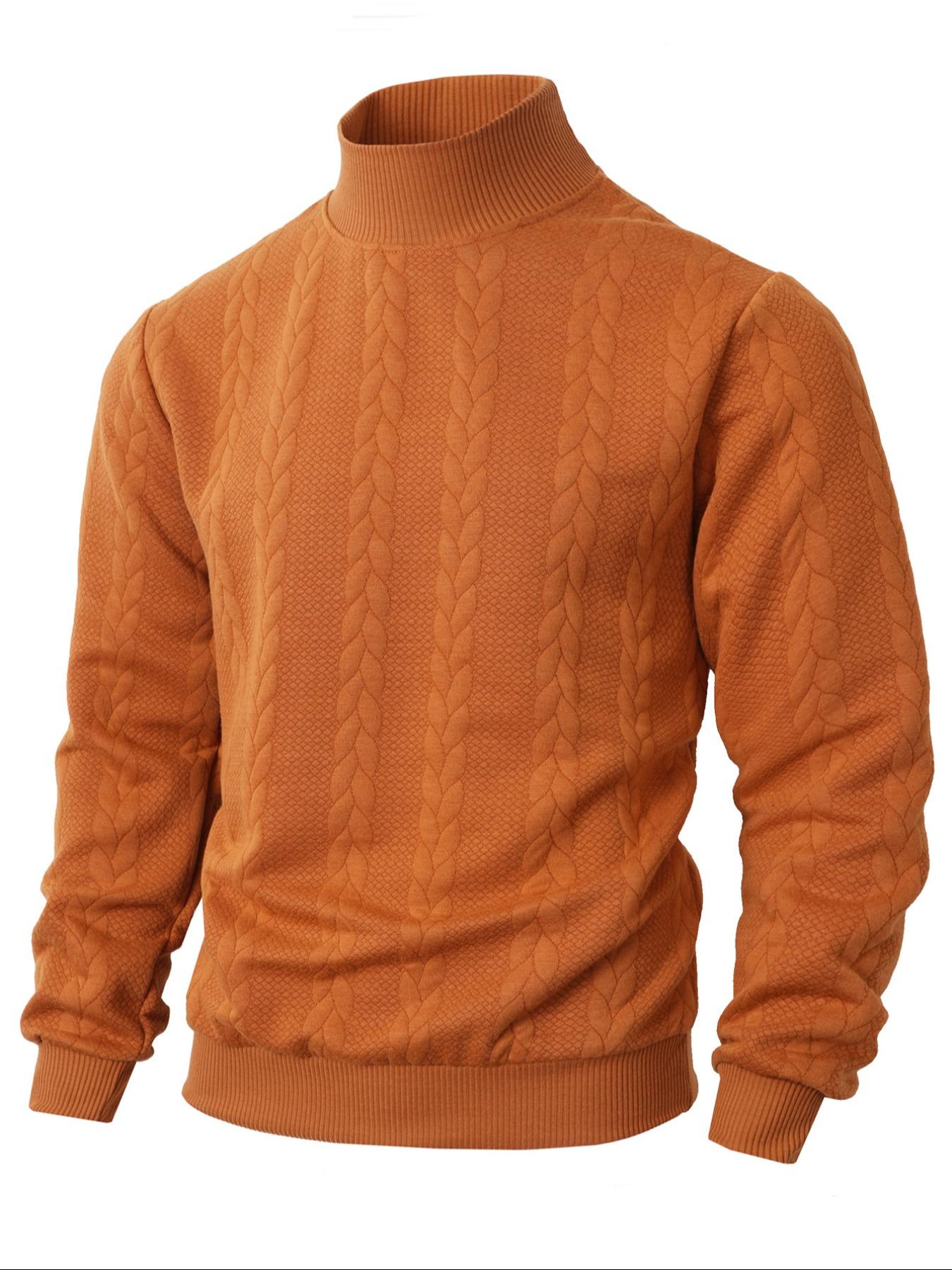 Men's Fall Winter Outfits Warm KnitSweater for Daliy Wear, High Neck Pullover LongSleeve Jumper, Casual Sporty Design, EssentialWardrobe ltem, Casual Fitted Knitwear, Fall Winter Knitwear