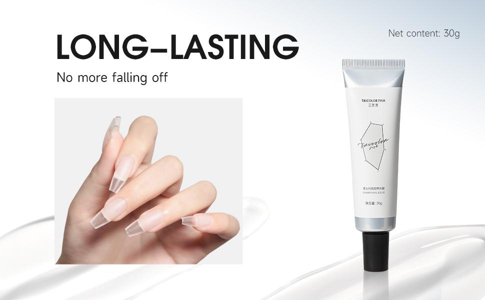 Solid Nail Glue for Press-On Nails - Strong Clear Acrylic Nail Tips Solid Gel Nail Glue Home DIY Nail Polish Remover Quick and Easy Without Hurting Nails.