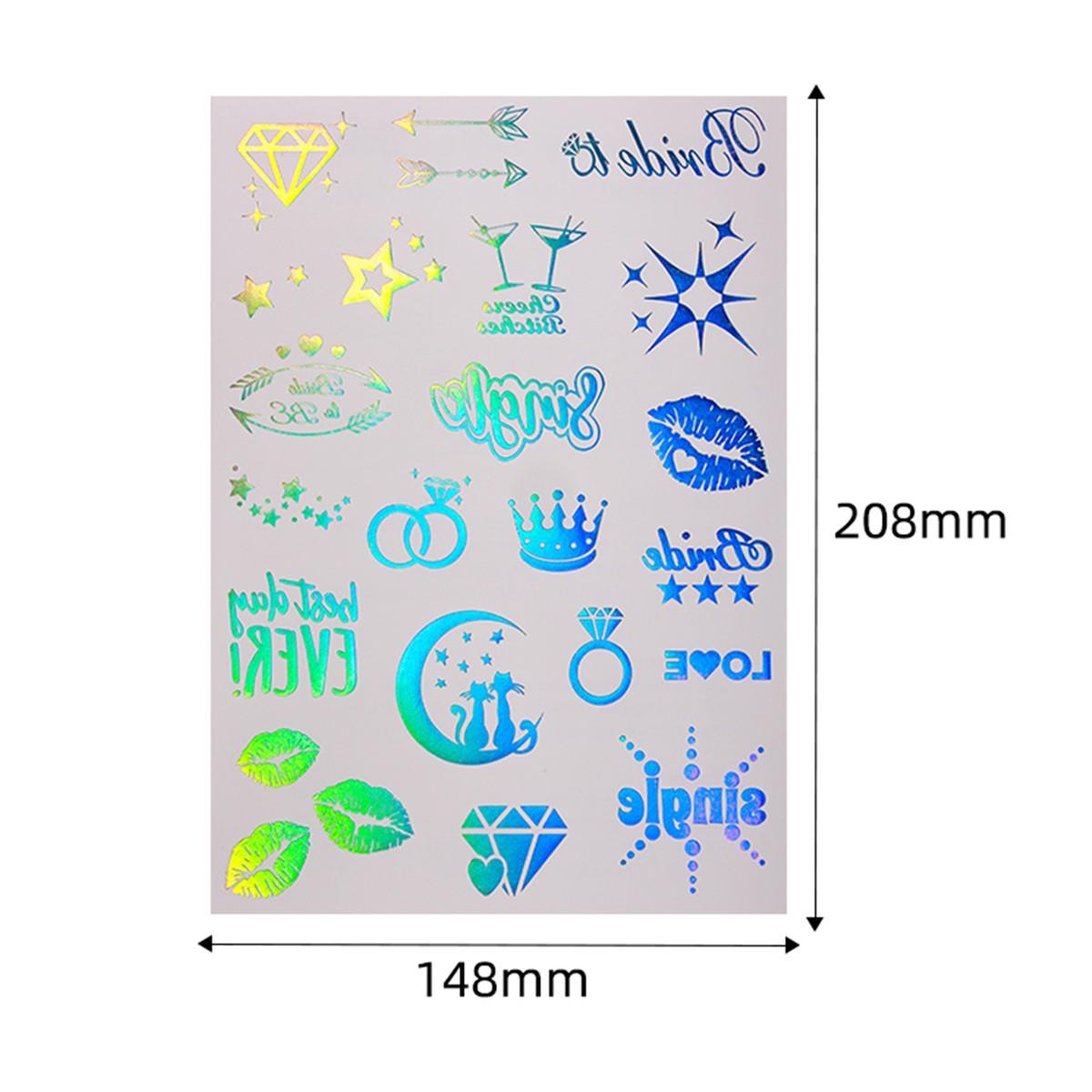 8pcs Sparkly Lip & Heart Laser Tattoos, Temporary Tattoos for Weddings and Parties, Sexy Body Art, Contemporary Style, Patch Form
