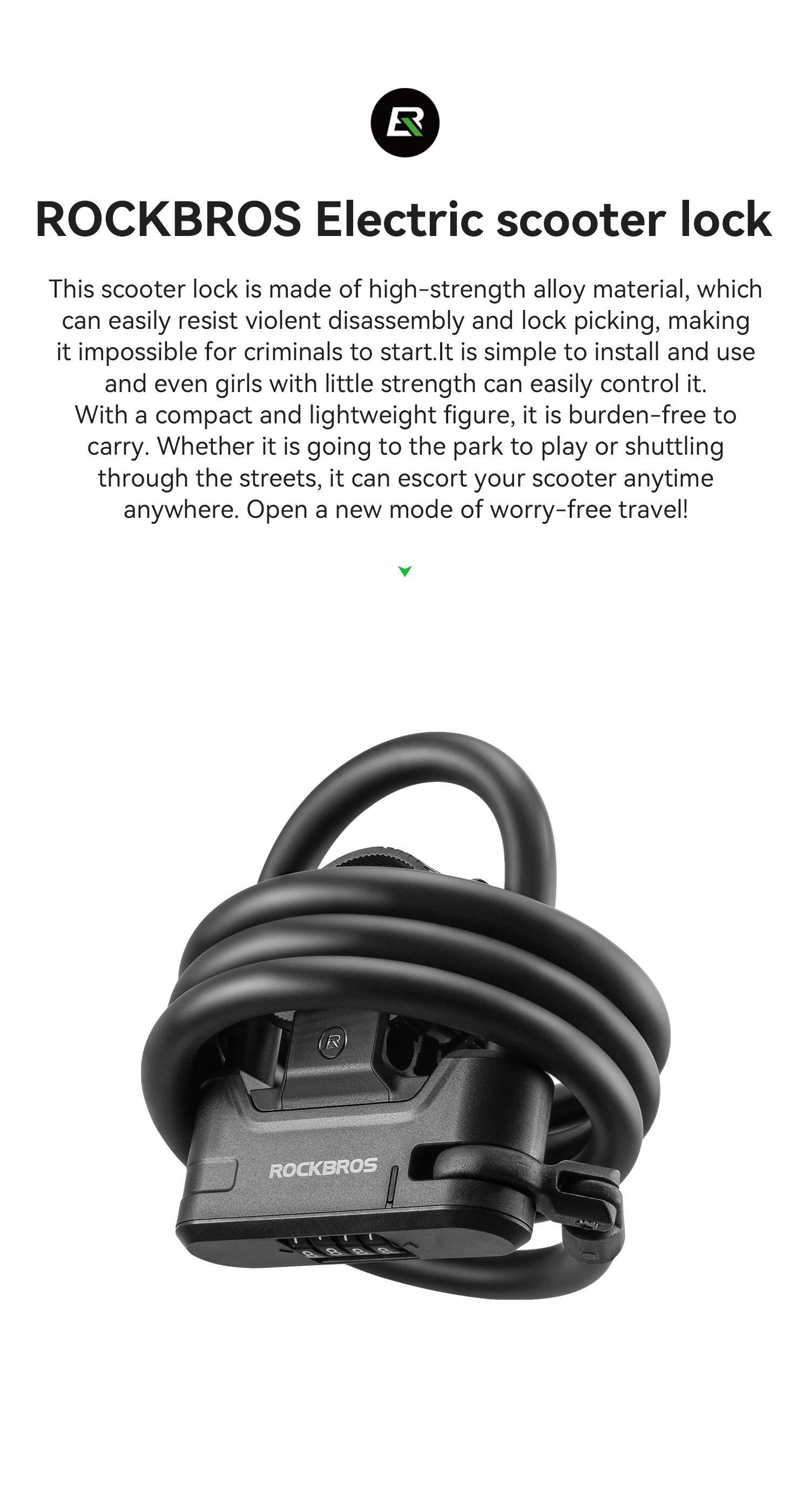 ROCKBROS U-Lock and Cable Scooter Bike Lock Anti-theft Lock