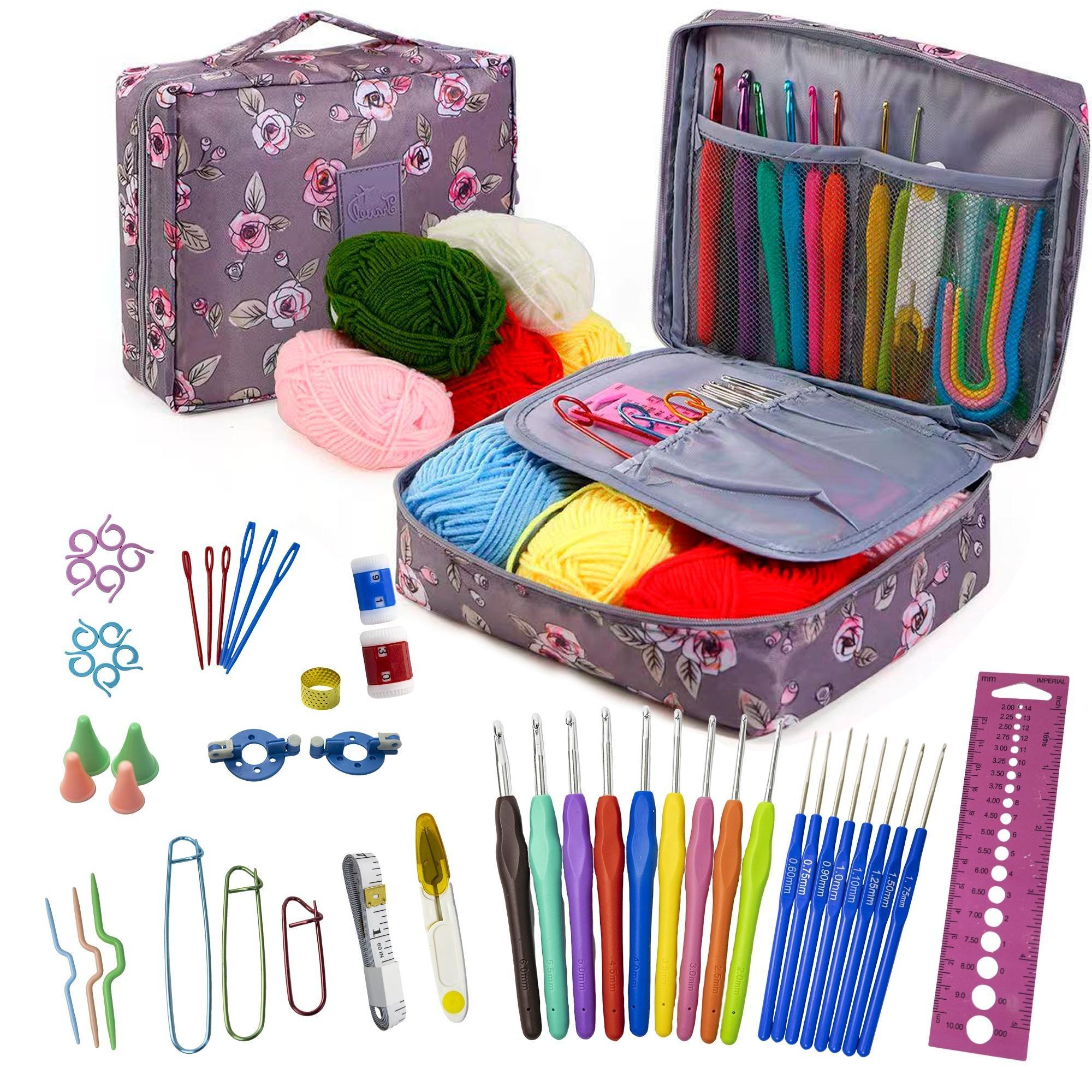 Complete 67-piece crochet kit for beginners and adults, all-in-one knitting supplies with yarn, ergonomic needles (2–6 mm), step-by-step guide and video tutorials | Perfect DIY floral craft gift for women and teens, Customized Craft