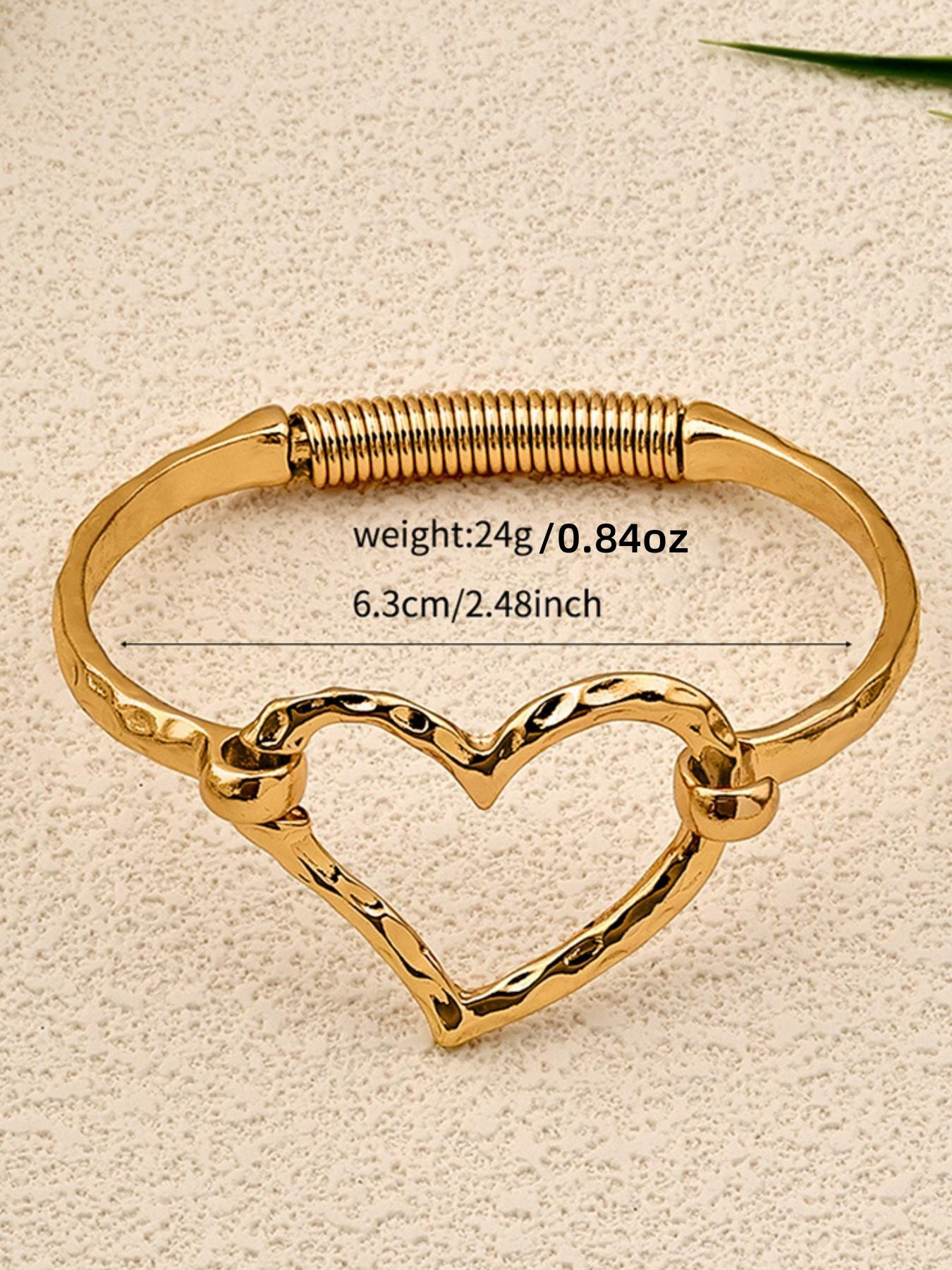 Fashionable Smooth Metal Heart Design Bracelet for Women, Perfect Gift, Heart Shaped Bracelet