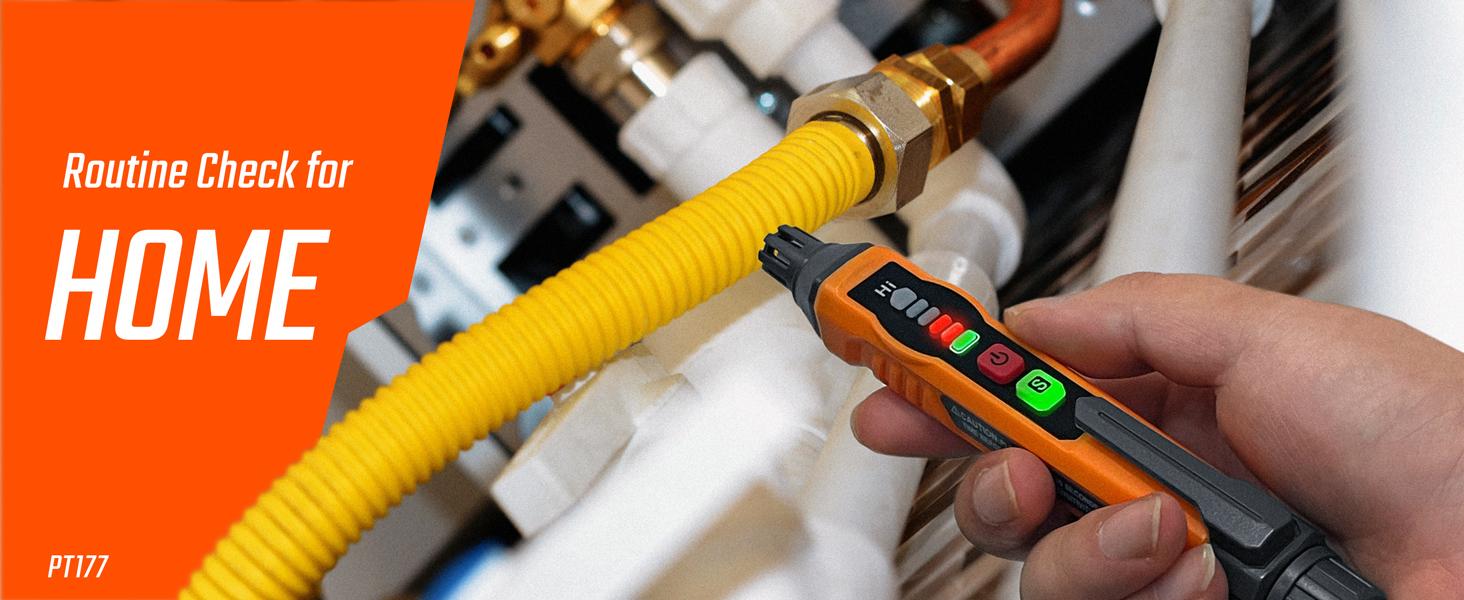 TopTes PT177 Gas Leak Detector, Natural Gas Detector with Audible & Visual Alarm, Portable Gas Sniffer to Locate Combustible Gas Leak Sources Like Methane, Propane for Home (Includes Battery x2)-Orange Safety TopTes PT177 Gas Leak Detector, Natural Gas Detector with Audible & Visual Alarm, Portable Gas Sniffer to Locate Combustible Gas Leak Sources Like Methane, Propane for Home (Includes Battery x2)-Orange Safety