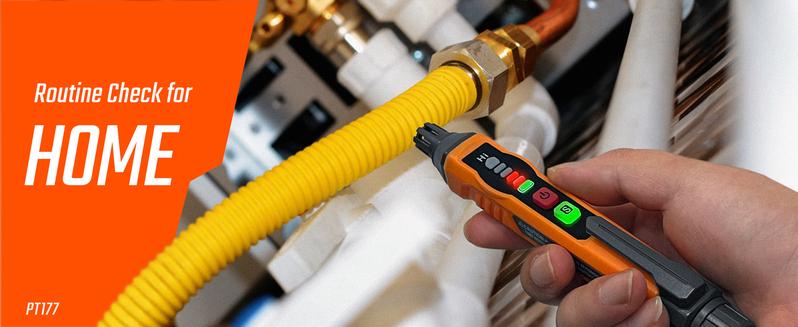 TopTes PT177 Gas Leak Detector, Natural Gas Detector with Audible & Visual Alarm, Portable Gas Sniffer to Locate Combustible Gas Leak Sources Like Methane, Propane for Home (Includes Battery x2)-Orange Safety