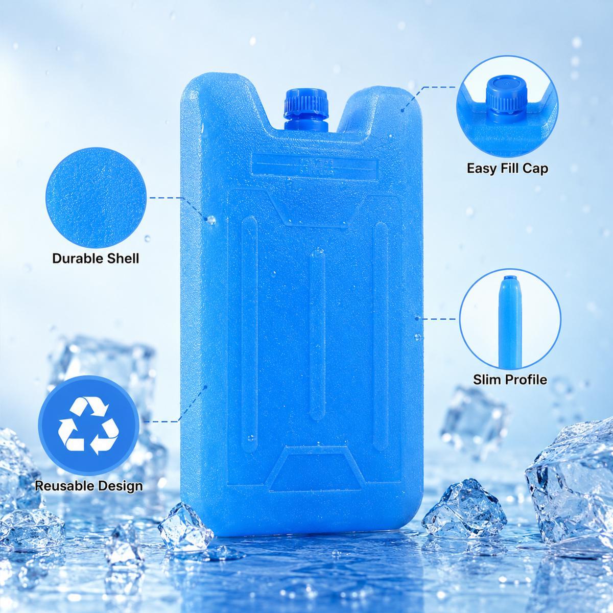 6pcs Cooler Ice Packs - Reusable (-5 C) Space-Saving Slim, Cold, Dry, Freezer Packs For Cooler Bags, Food Beverage, Refrigerator, Air Conditioner Fan, Lunch Boxes, Bento, Beach, Camp