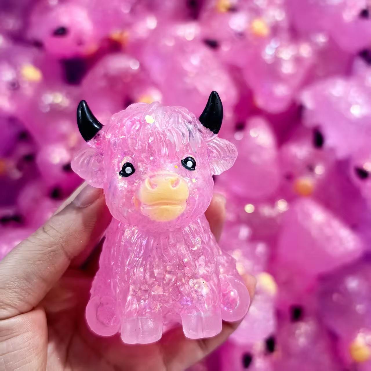 Highland Cow Slow Rebound Stress Ball, Mini Cute Animal Squeeze Toy, Soft Anxiety Fidgets, Adult Sensory Relief, Easter Basket Filler, Party Gift, for Cow Lovers, Squishy Stress Ball