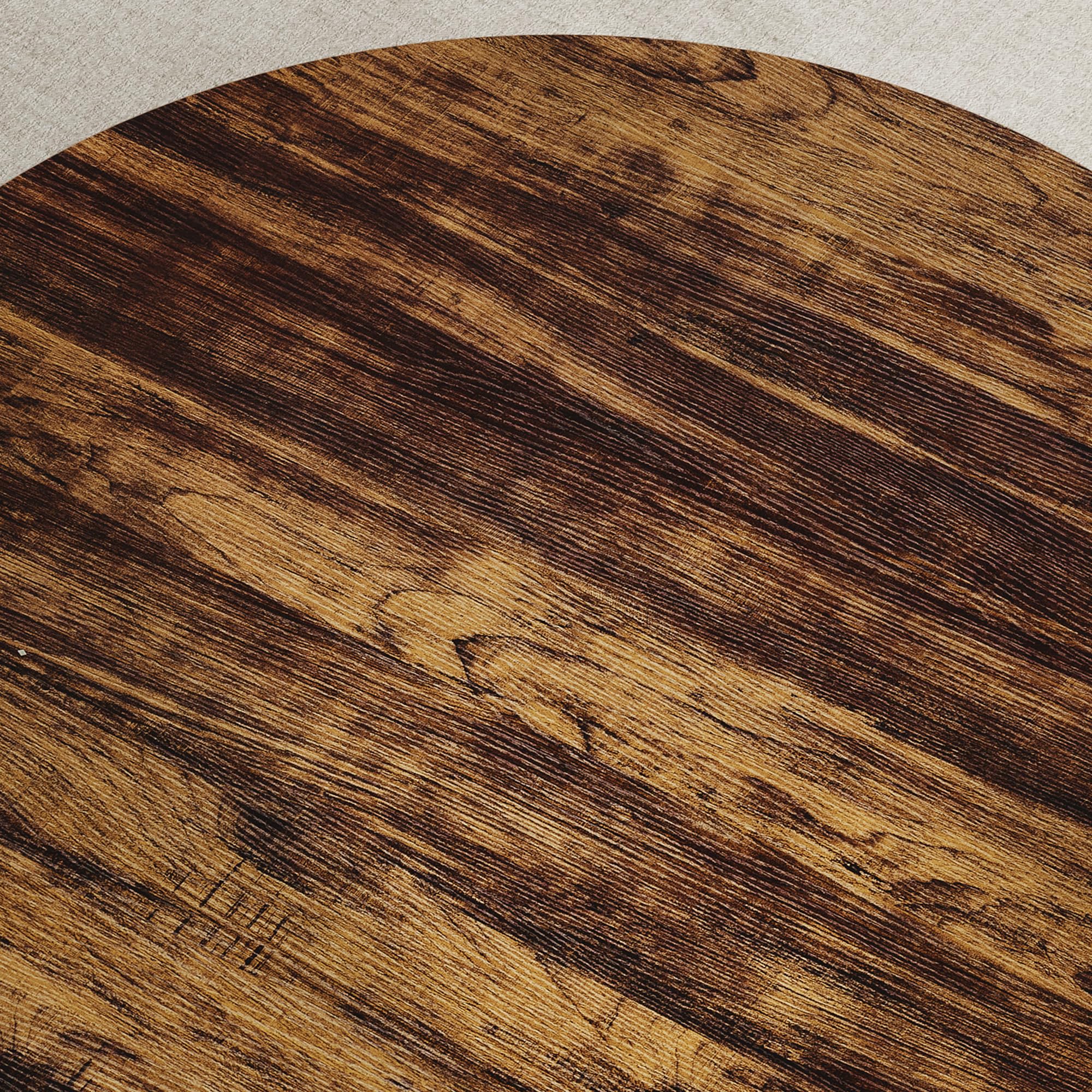 30 Inch Round Farmhouse Coffee Table with Storage Shelf, 2 Tier Rustic Wood Center Table with Curved Metal Legs, Compact Living Room Furniture for Small Spaces Apartments Office