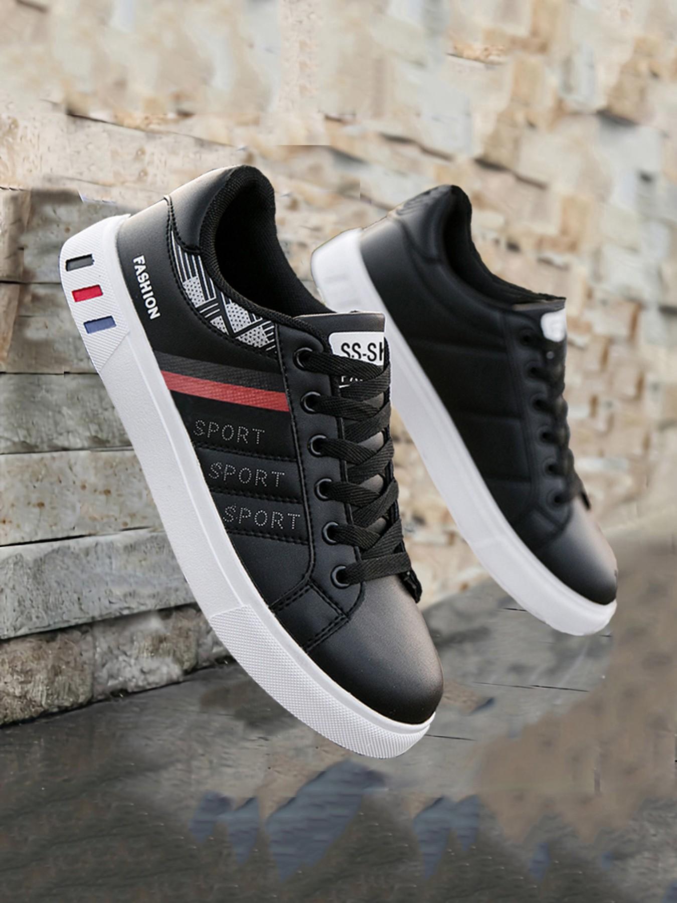 Men's Fashionable Lace Up Low Top Sneakers, Casual Comfortable Sports Skate Shoes, Trendy All-match Sneakers for Daily Wear