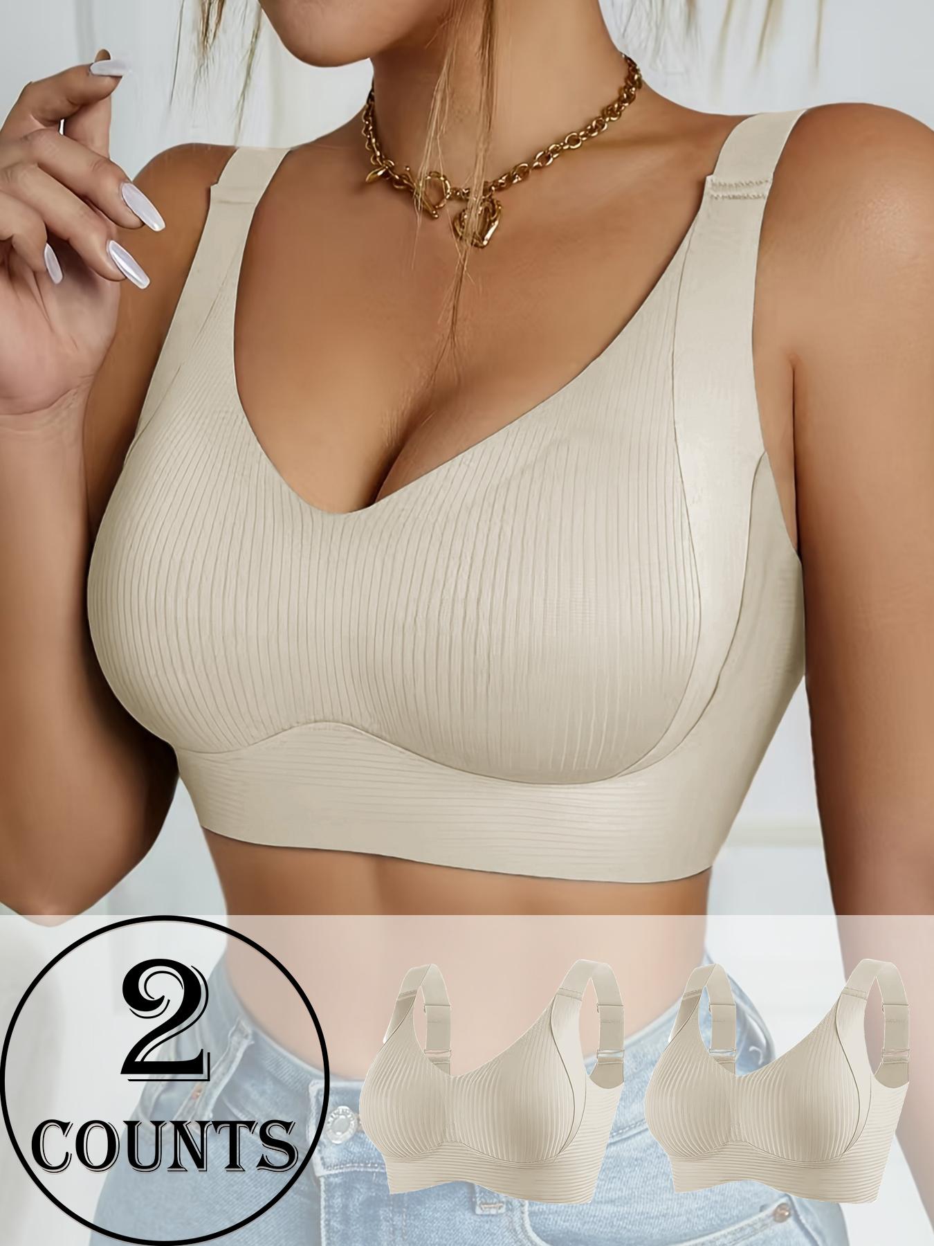 Women's Wireless Bra Set, Seamless Medium Support, Adjustable Straps, Comfortable Breathable Fabric, Casual Style, All Seasons Wear