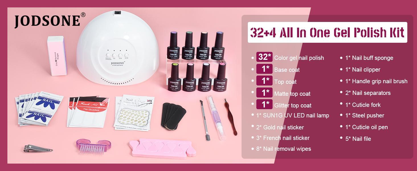 JODSONE Gel Nail Kit with UV Light 35 Colors Polish Set With Salon Manicure Tools & Soak Off Gel | DIY Long Lasting Gift for Women, Nail Lovers