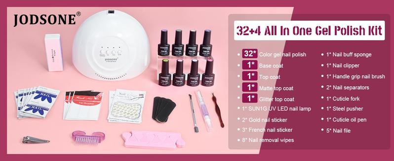 JODSONE Gel Nail Kit with UV Light 35 Colors Polish Set With Salon Manicure Tools & Soak Off Gel | DIY Long Lasting Gift for Women, Nail Lovers