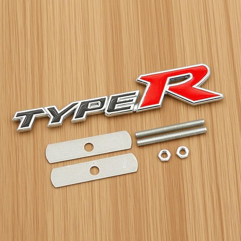 3d Metal Alloy Letters Type R Logo Car Front Grille Badge Emblem for Accord Civic Type R Auto Accessories
