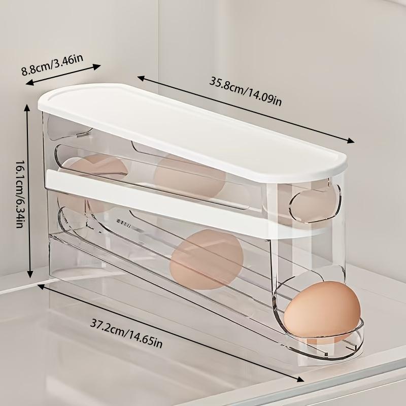 Rolling Egg Storage Box, Dual-Layer Automatic Egg Roller, Refrigerator Egg Dispenser, Keeps Eggs Fresh, Fits Fridge, Cabinets, Organizer
