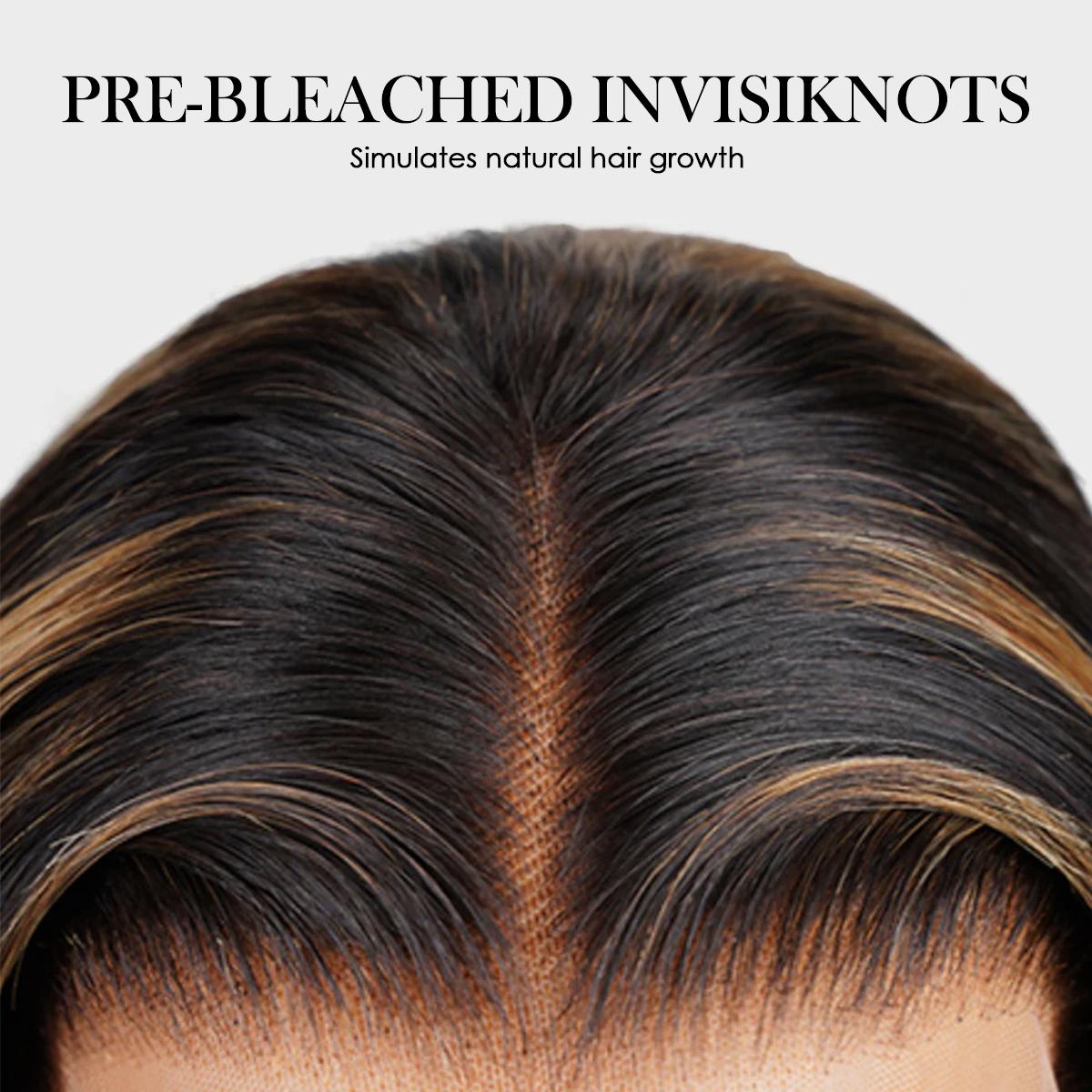 Pizazz Hair 1B/27 Highlight Body Wave Lace Front Wigs 8x5 Glueless HD Transparent Lace Frontal Wigs for Women Honey Blonde Ombre Lace Front Wig Human Hair Body Wave 220% Density