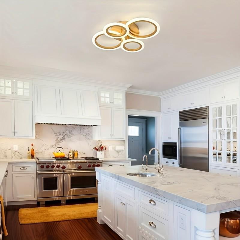 Modern LED Ceiling Light, 4-Light Ring Acrylic Recessed Ceiling Lamp, Living Room Bedroom Kitchen Dining Office Use, Interior Lights, Lighting Fixture, 3000k-6500k
