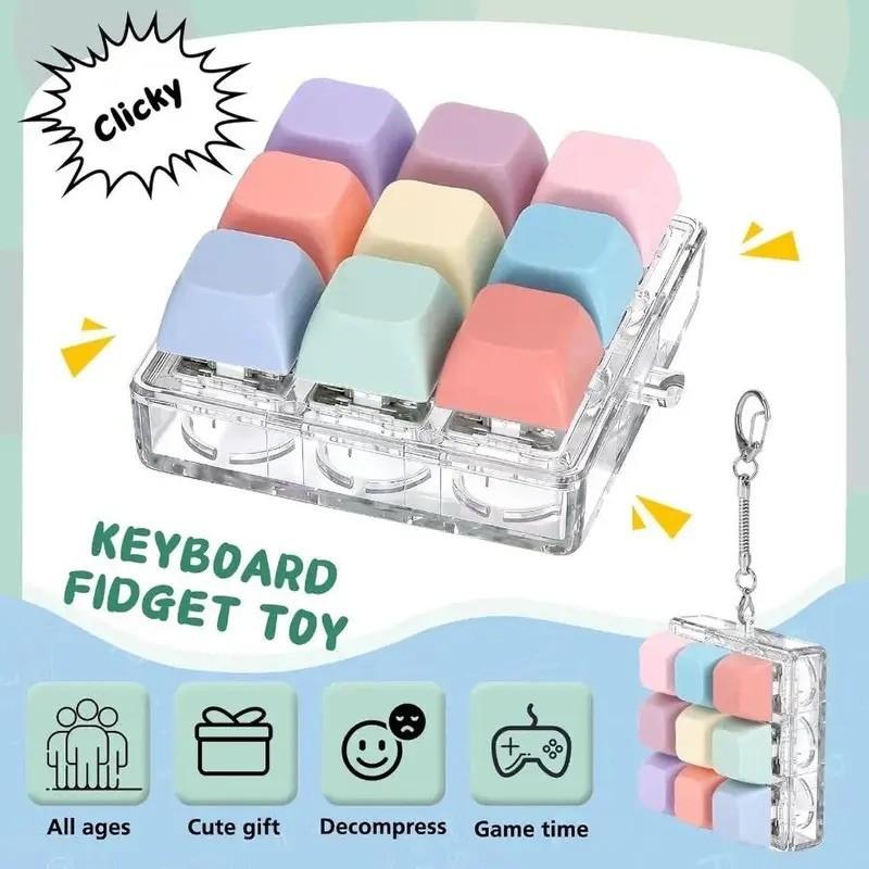 9 Keyboard Button Stress Relief Toy for Ages 6+, Unisex Keychain, Outdoor Stress Relief Tool, Fun and Unique Gift Idea