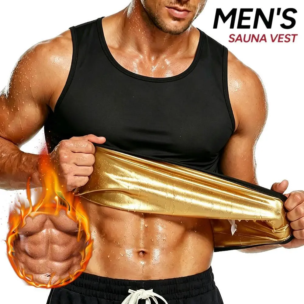 Men's Heat Trapping Sweat Enhancing Workout Tank Top Compression Sweat Waist Trainer Vest Sleeveless Shapewear Vest Body Shaper Suits
