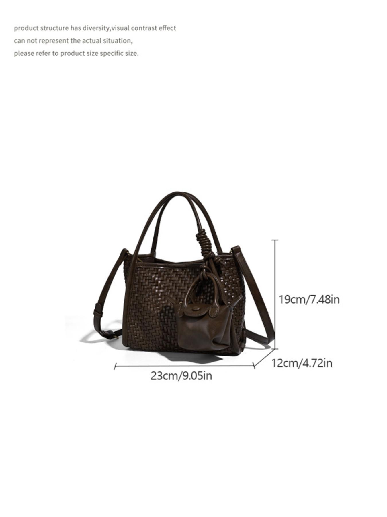 New Handwoven Crossbody Shoulder Clutch, Casual Soft Leather Bao Single Shoulder Bag, Fashionable Large Capacity Basket Bag, Simple High-End Lazy Style