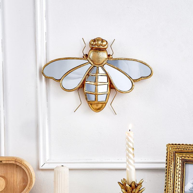 Creative Resin Bee Wall Hanging Decor, Interior Wall Decor, Home Decoration Craft, Mirror Surface Design, Perfect for Insect Enthusiasts & Parties