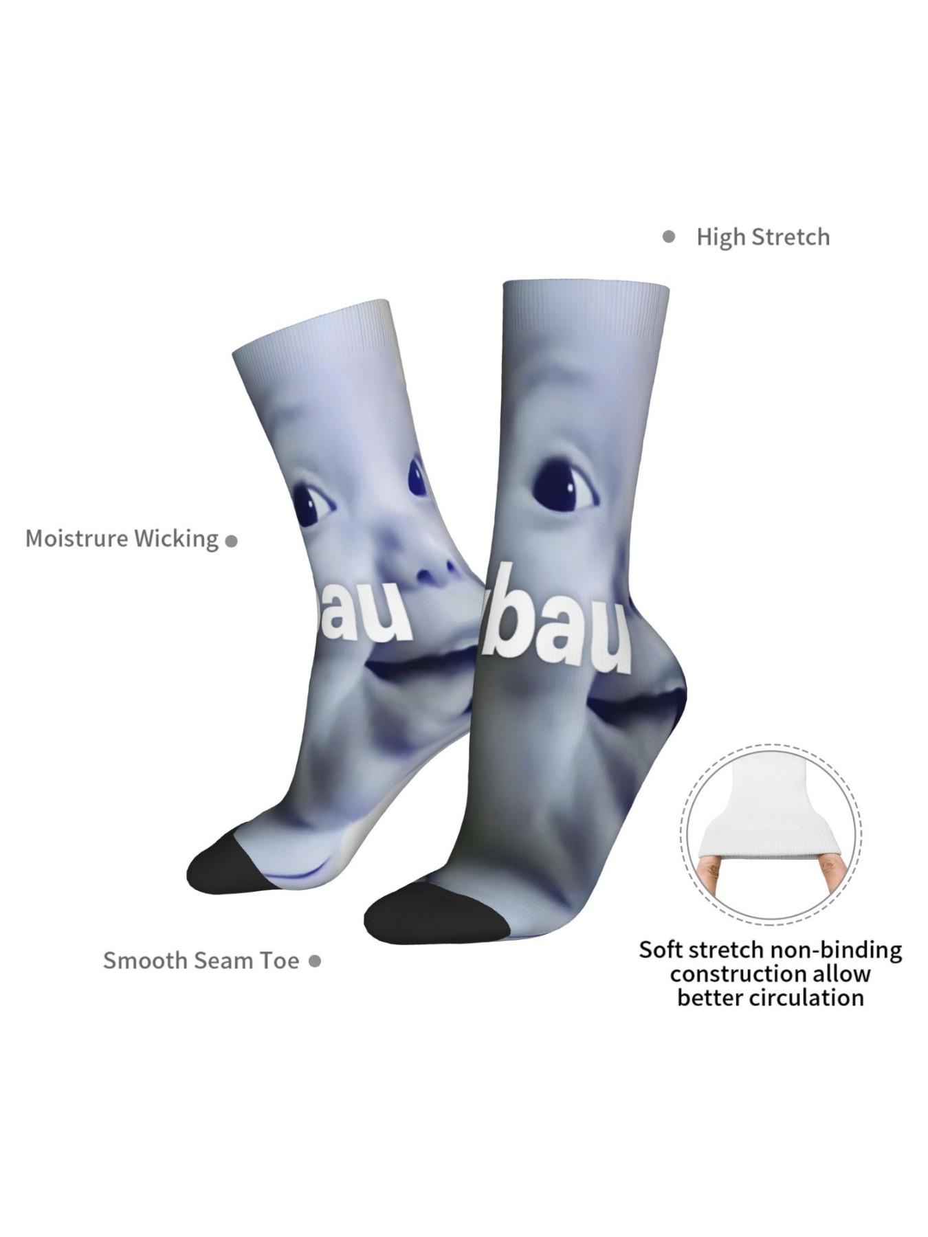 1 Pair Hip Hop Vintage Sybau Crazy Men's compression Socks Unisex Funny Street Style Pattern Printed Funny Novelty Happy Crew Sock Streetwear