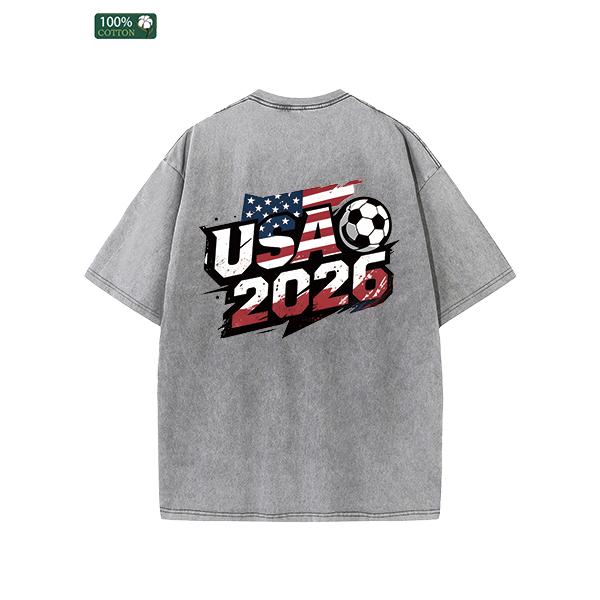 All-Season Men's Clothing, Printed Men's Fashion T-shirts, High-quality Heavy Washed Tee, Round Neck Loose Large Size Men's Short Sleeves Graphic Top.