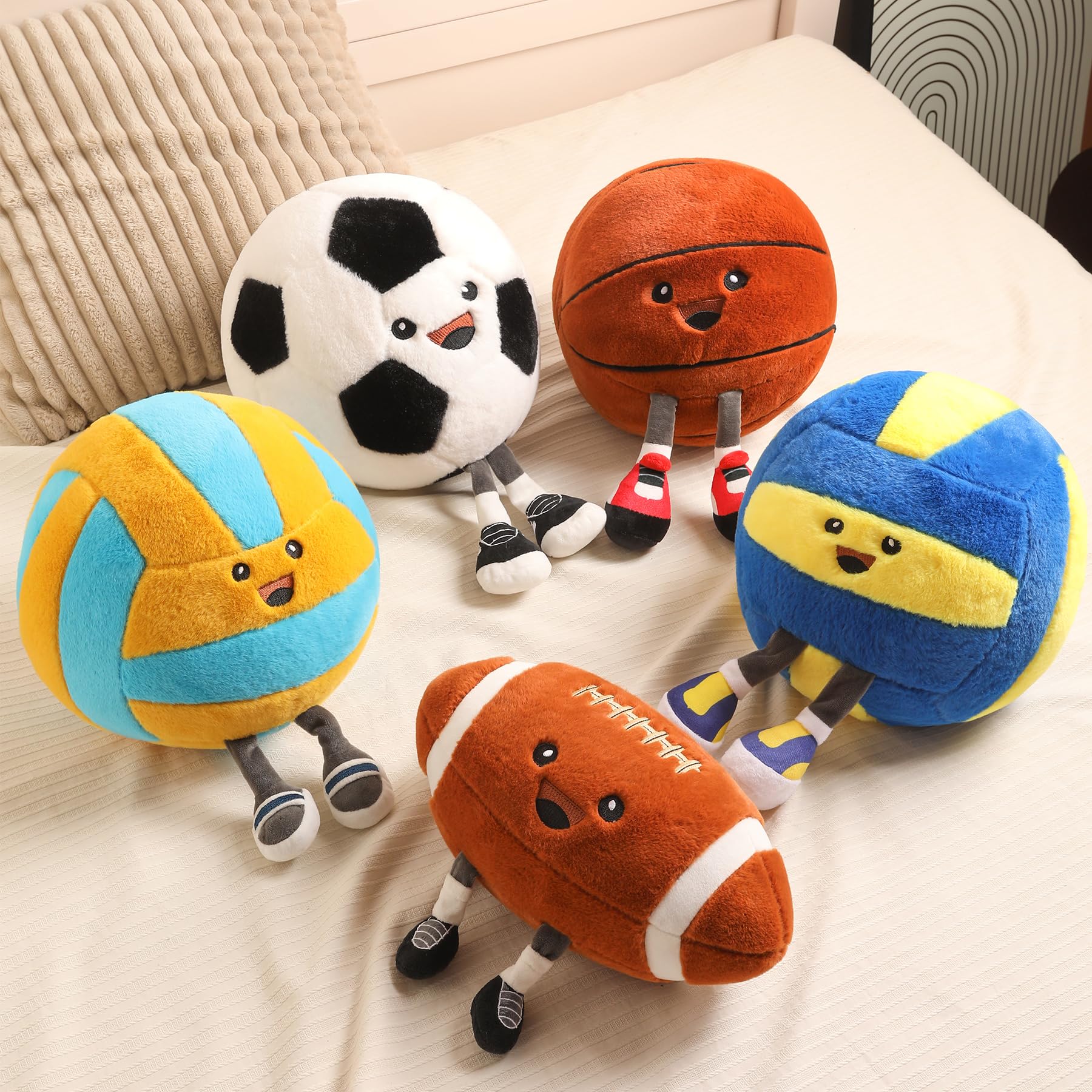Funny Soccer Ball Plush Pillow with Legs - Adorable Stuffed Animal Toy for Boys and Girls, Soccer-Themed Throw Pillow Gift for Room Decor, Sofa or Bed, Soft Stuffed Animal (Soccer 10 Inch)