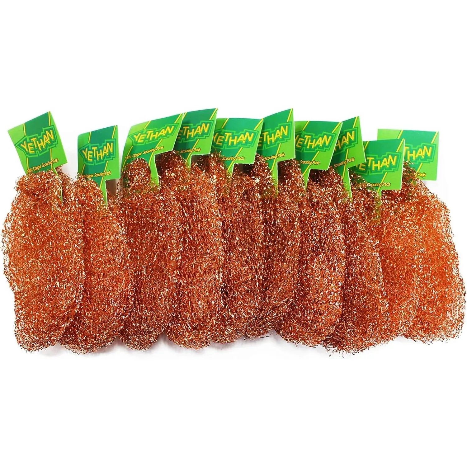 Pure Copper Scouring Pads - 10 Pcs/Pack, 13g Per Pc, Kitchen & Indoor Furniture Surface Cleaning Tool