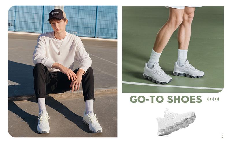 Men's Running Shoes Air Low Top Comfort Basketball Sneakers Breathable Fashion Tennis Sport Gym Fitness Cross Trainers White