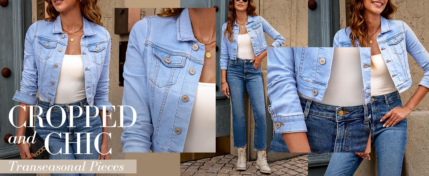 Luvamia Cropped Jean Jackets for Women Fashion Short Denim Shacket Jacket Lightweight Fitted Stretchy with Pockets Casual Long Sleeve Outerwear Luvamia Cropped Jean Jackets for Women Fashion Short Denim Shacket Jacket Lightweight Fitted Stretchy with Pockets Casual Long Sleeve Outerwear