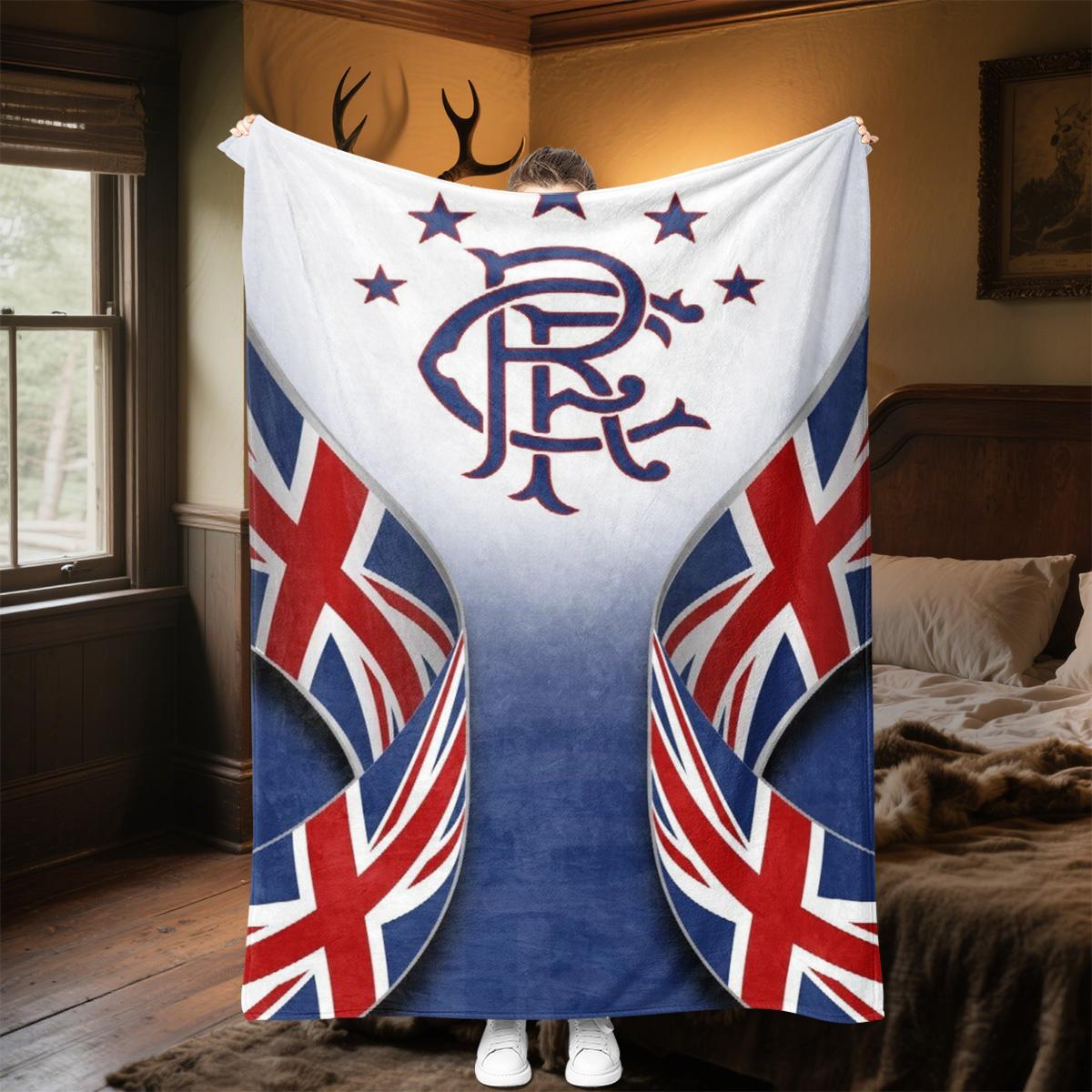 Union Jack Rangers printed cute cartoon plush blanket suitable for all seasons, soft and comfortable sofa mattress, office outdoor blanket, camping travel home blanket, Black Friday Christmas holiday gift C898