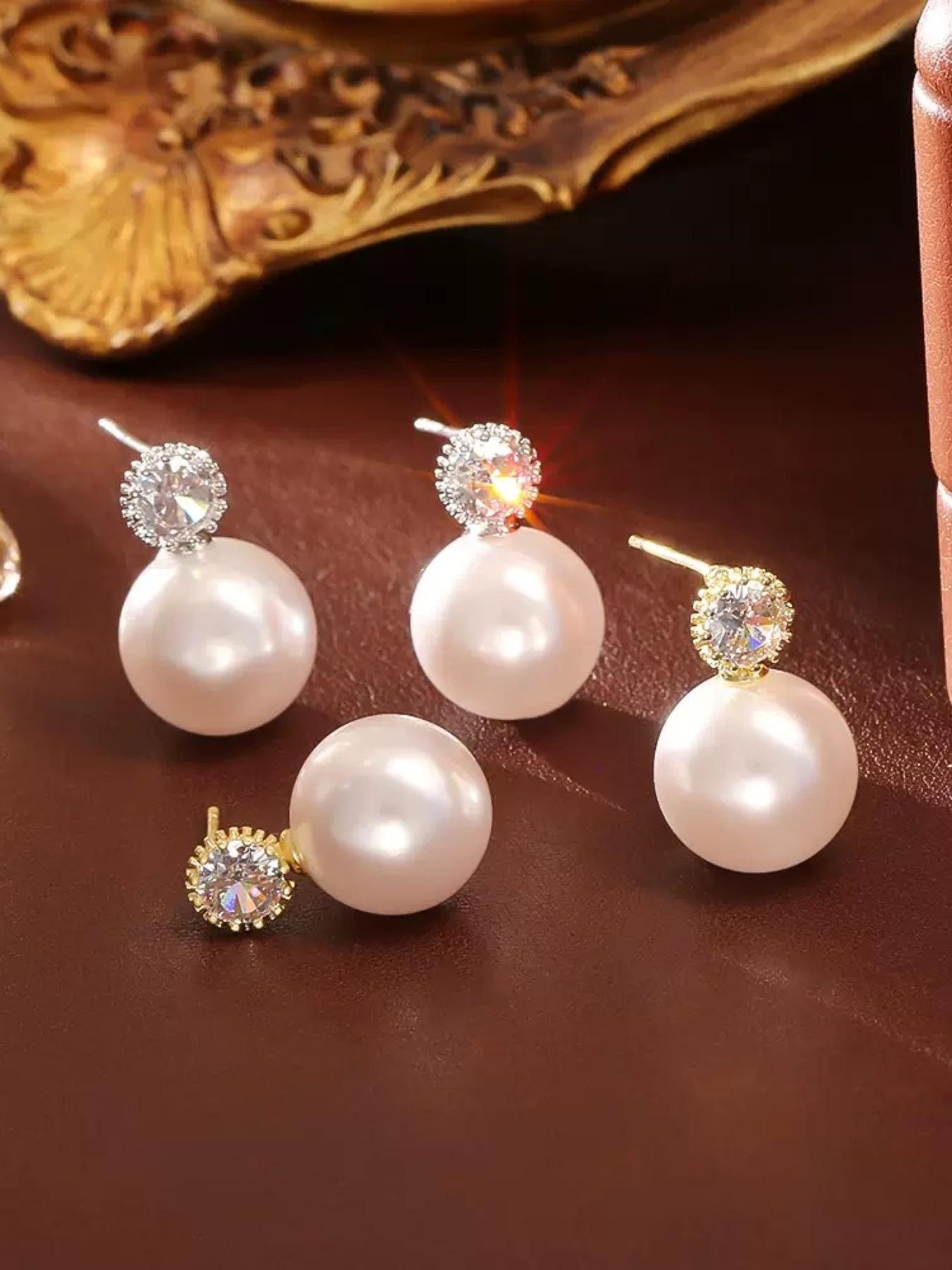 Elegant Pearl Zircon Earrings, Classic Luxury Design, Hypoallergenic Daily Wear Jewelry, Versatile Office Accessories, Allergy-Free Ear Studs