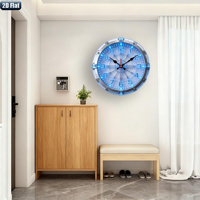 1pc 2D Flat Technology and Mechanical Theme Wall Clock | Silent Decorative Clock, Creative Design, Suitable for Bedrooms, Living Rooms, Offices, 25/30 cm (Without AA Batteries)