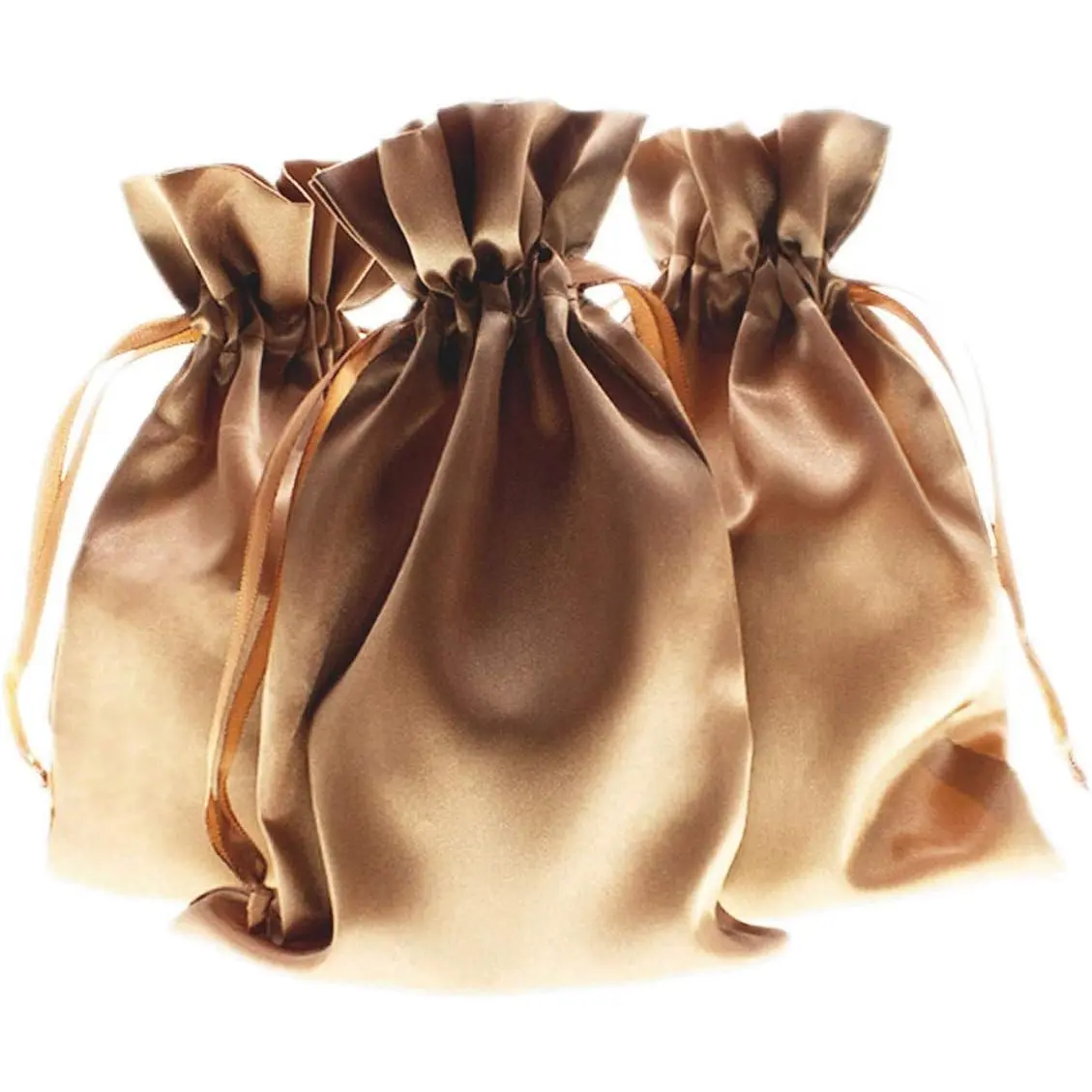 50 Pack 4" x 6" Old Gold Satin Gift Bags with Drawstring, Jewelry Pouches, Wedding Favor Bags for Baby Shower Birthday Party Small Business