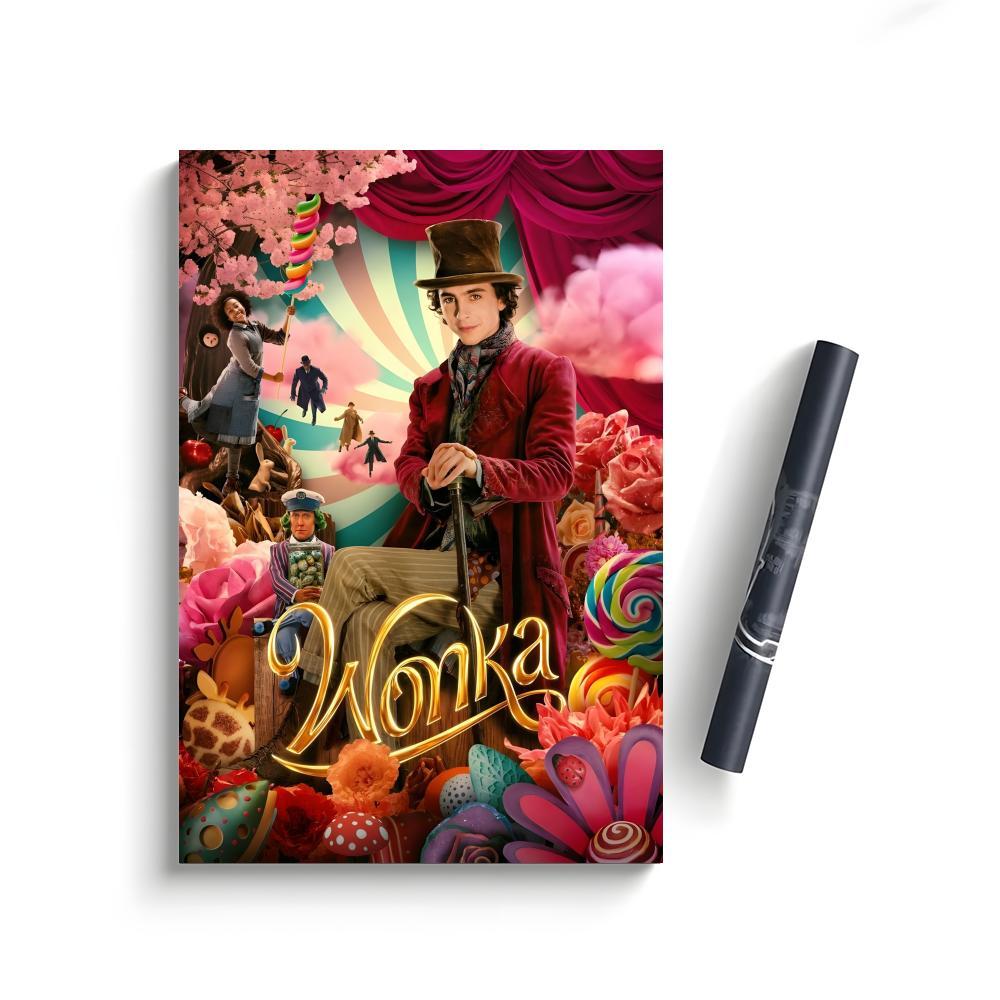 2023 Wonka Movie Poster Self-Adhesive Waterproof Art Sticker, Aesthetic Minimalist Wall Poster for Coffee Shop, Bar & Home Room Decor