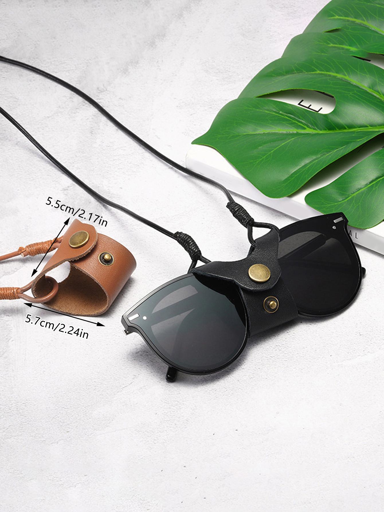 Portable minimalist solid color storage glasses travel case with lanyard, suitable for daily travel use, storing glasses and sunglasses, very suitable for outdoor activities, a must-have travel organizer for beach vacations.