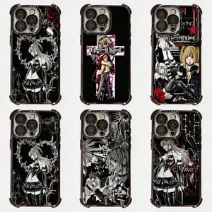 Gothic Death Note Misa Amane Case for iPhone 17 16 15 14 13 12 11 Pro Max, Shockproof 4-Corner Airbag Electroplated Dark Anime Phone Cover