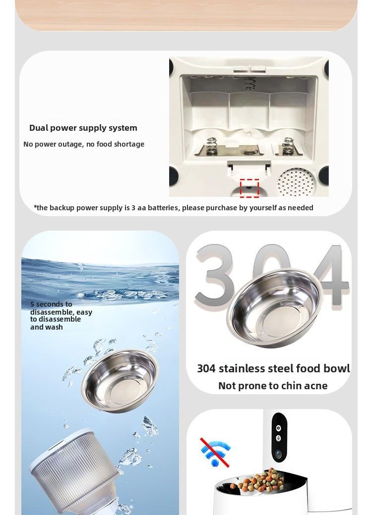 Pet intelligent feeder Remote control Timed quantitative automatic feeder Dog cat food feeder