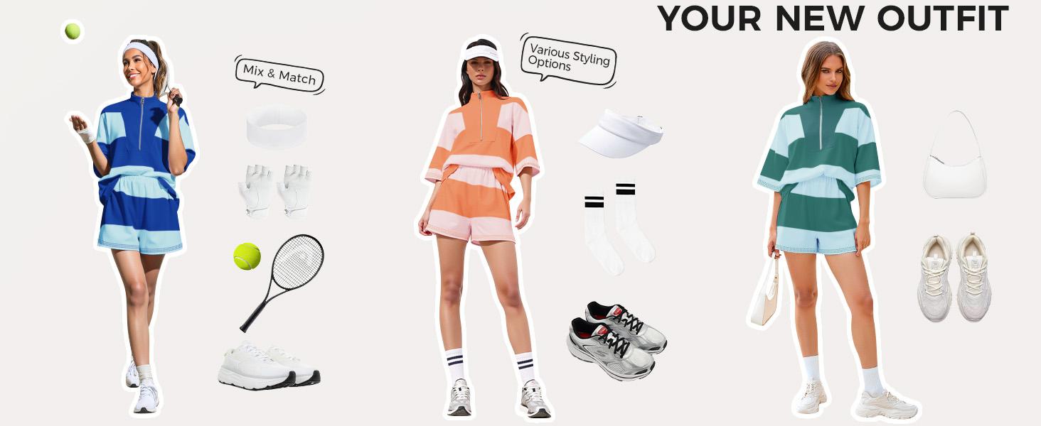 Fisoew Womens 2 Piece Outfits Summer Striped Sweatshirt Workout Shorts Sets Matching Lounge Set Tracksuits #Springtok #TikTokShopJumpstartSale Fisoew Womens 2 Piece Outfits Summer Striped Sweatshirt Workout Shorts Sets Matching Lounge Set Tracksuits #Springtok #TikTokShopJumpstartSale