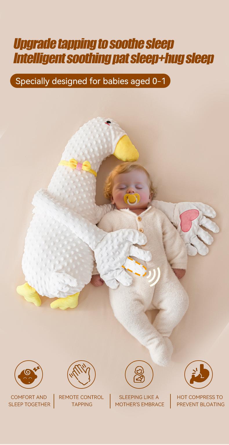 Baby Sleeping Pillow Big White Goose Patting Soother Animals Shaped Sleep Aid Calming Companion for Bedtime
