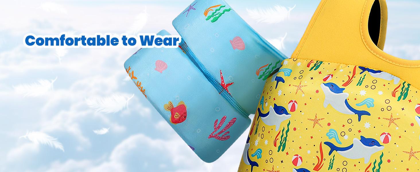 Swim Vest for Kids - Toddler Pool Floaties, Adjustable Strap, Fits 20-70 Lbs, Water Wing Arm Float, Puddle Sea Beach Boat Jumper， little Children Swimming Vest  outdoor play sets Fish