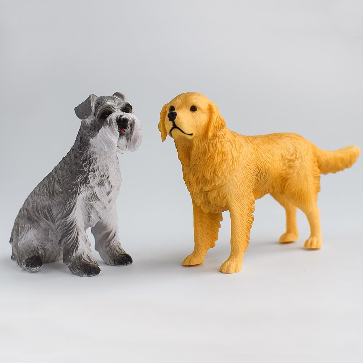 2 PVC Dog Models, Shih Tzu & Golden Retriever, Cute Pet Decor, Desktop Ornament, Birthday Gift, Party Favor, Holiday Present, Still Life Photography